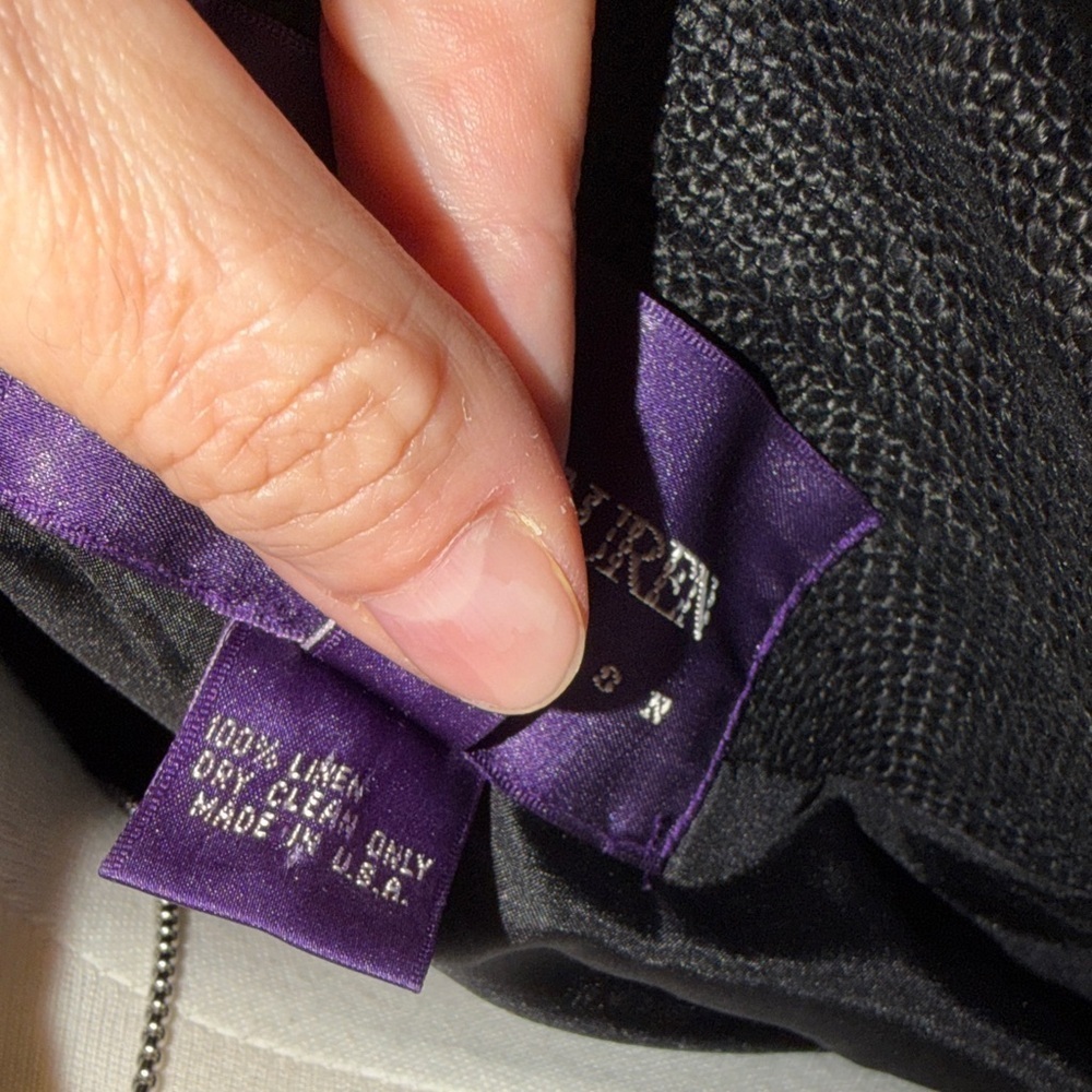 Ralph Lauren Collections Purple Label 100% Linen Black Cropped Button-Front - Picture 10 of 11